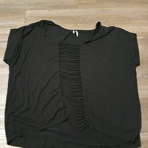 Studio Y Black Ruched Short Sleeve Top